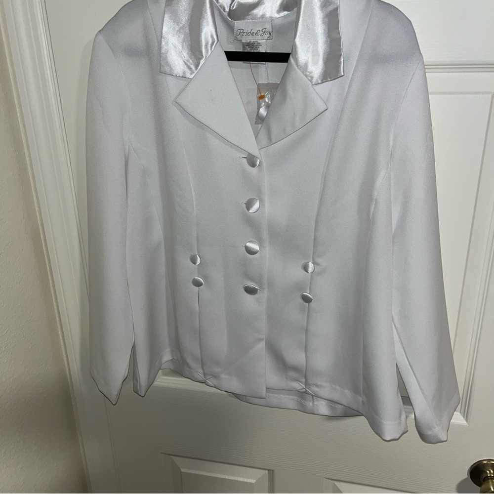 Elegant White Satin Blazer Pride & Joy new nwt 18 petite bride bridal wedding